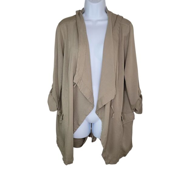 Torrid Drape Front Silver Sage Hooded Anorak Jacket Size 2 2x - Picture 2 of 8